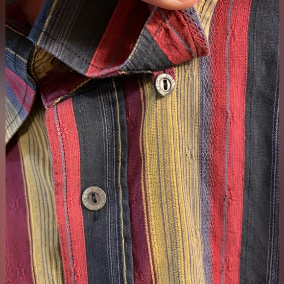 1990’s Bugatchi Multi-Color Button Down Striped Long Sleeve Dress Shirt Men’s XL - Picture 4 of 6